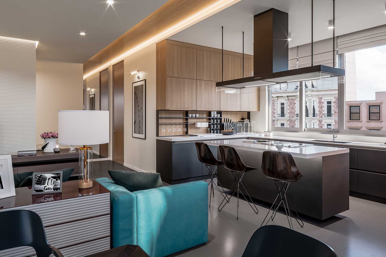 Cocina y salón modernos de planta abierta | lemjas