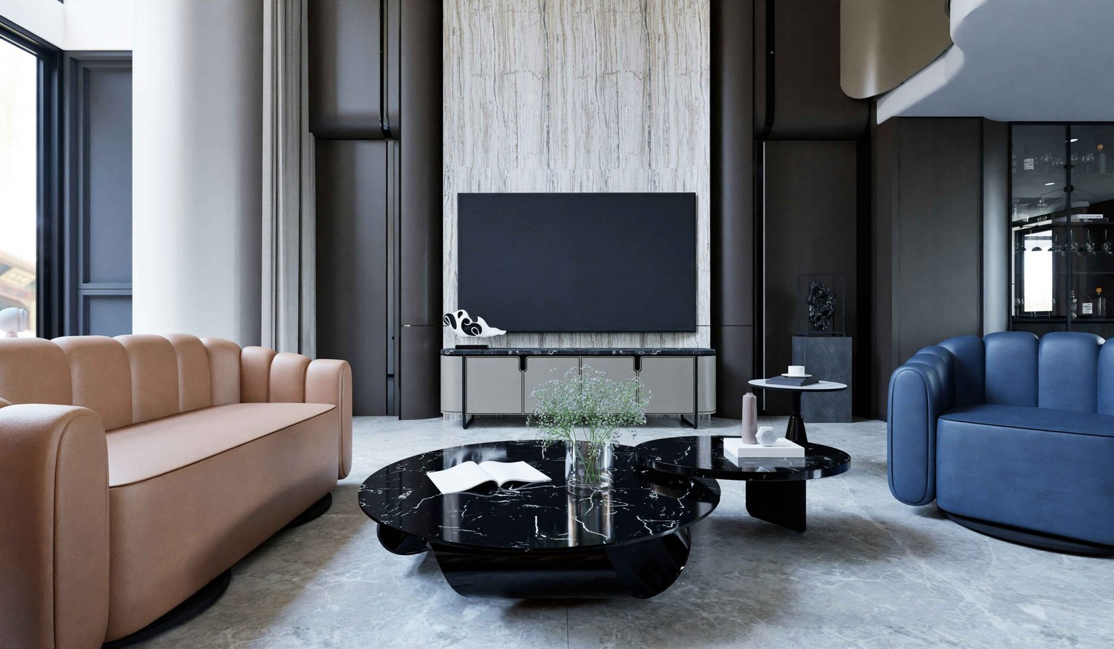 Interior de cafetería moderna con sillas amarillas | lemjas